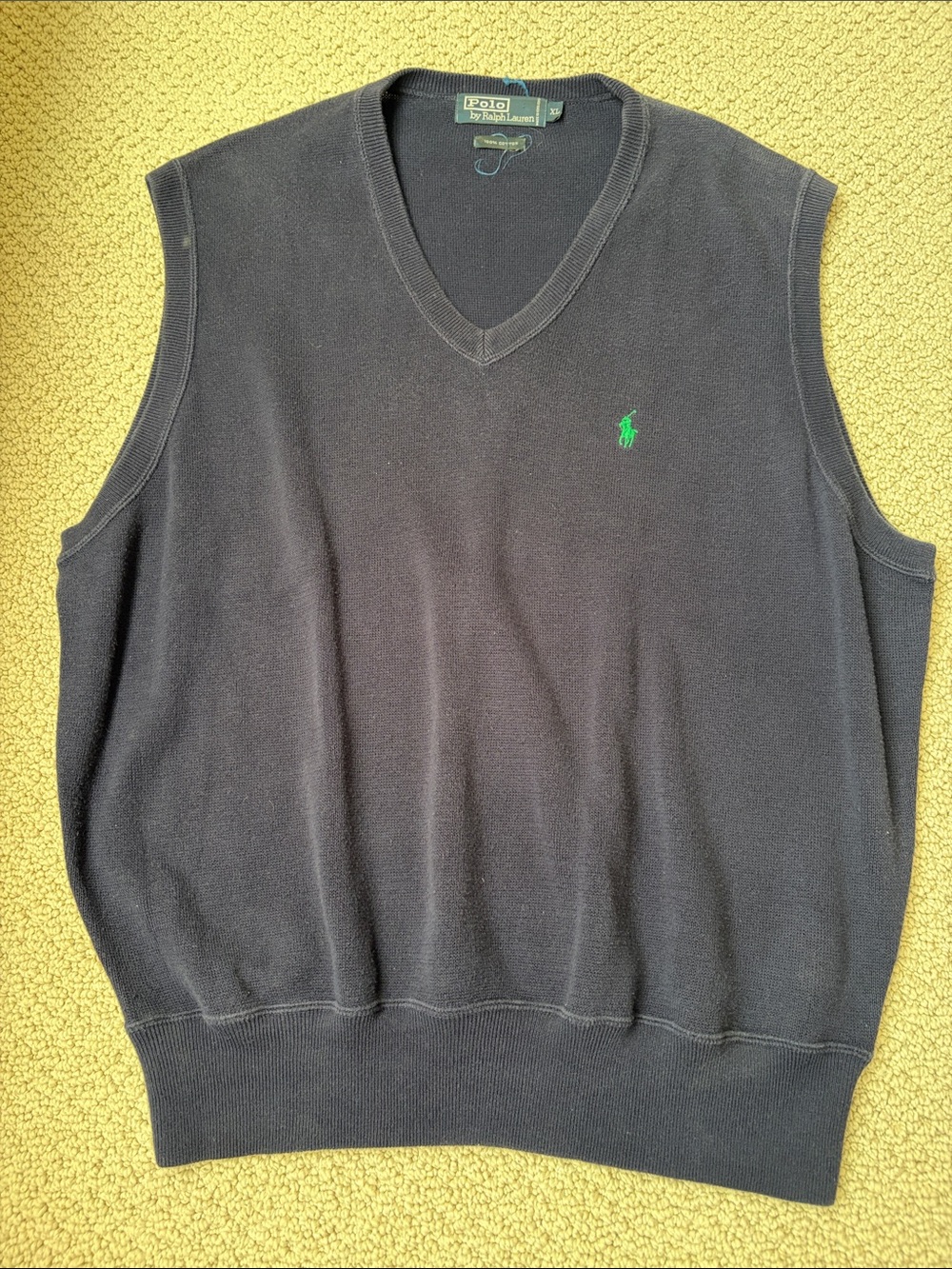 Polo by Ralph Lauren Navy Sleeveless V-Neck Sweater Vest with Green Pony